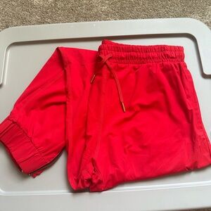 ZYIA Bold Red Active Joggers with Gold Accents